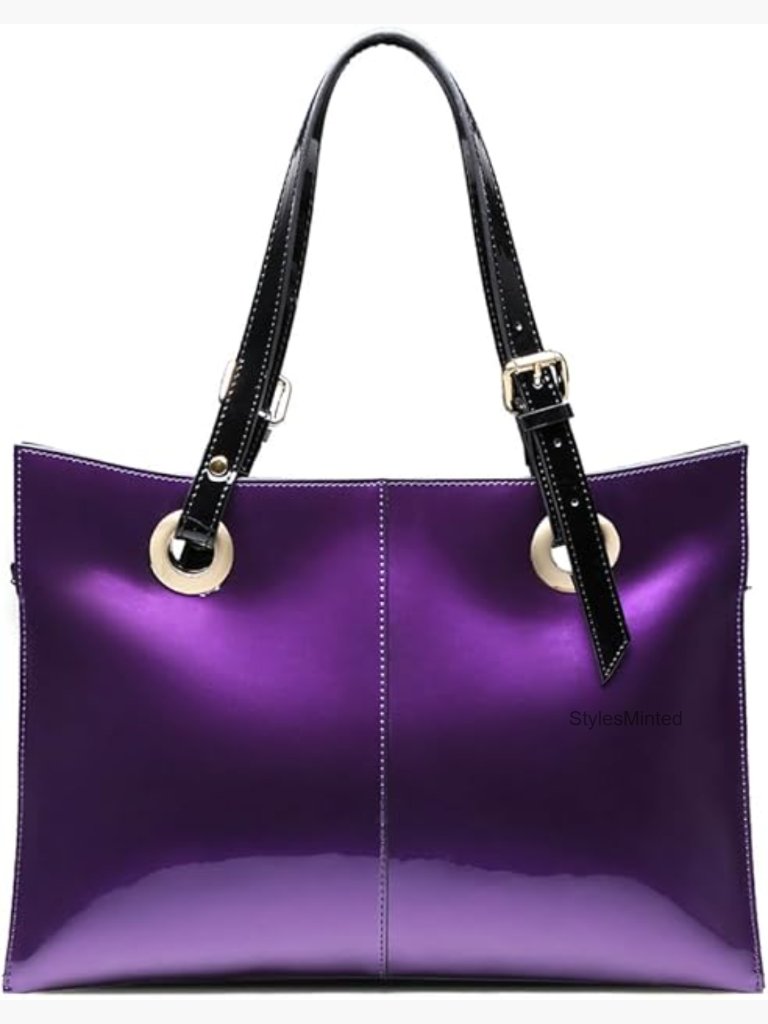 Genuine Leather Work Tote Bag With Zipper, Designer Shoulder Bag For Women